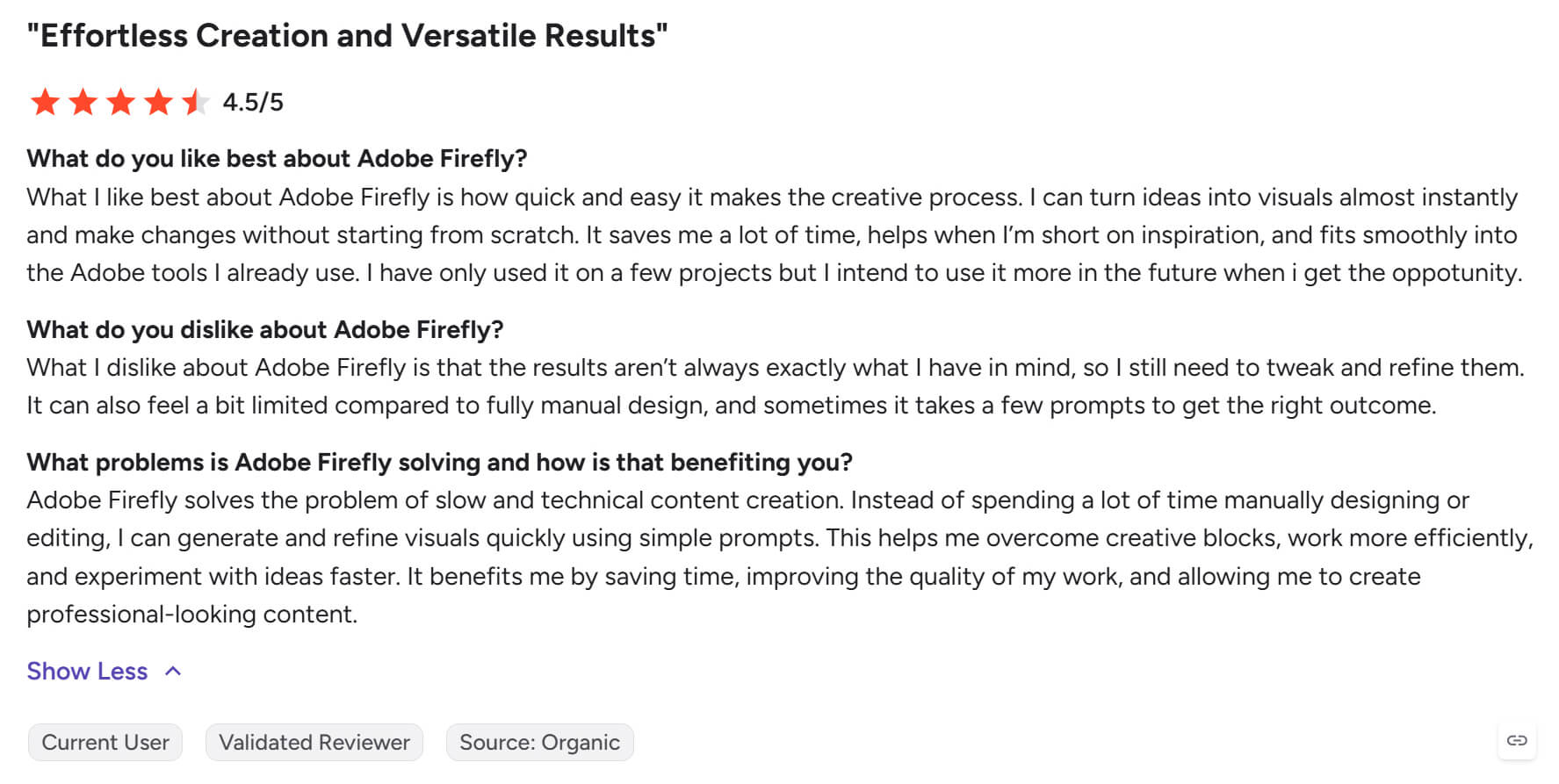 Reseña de usuario de Adobe Firefly