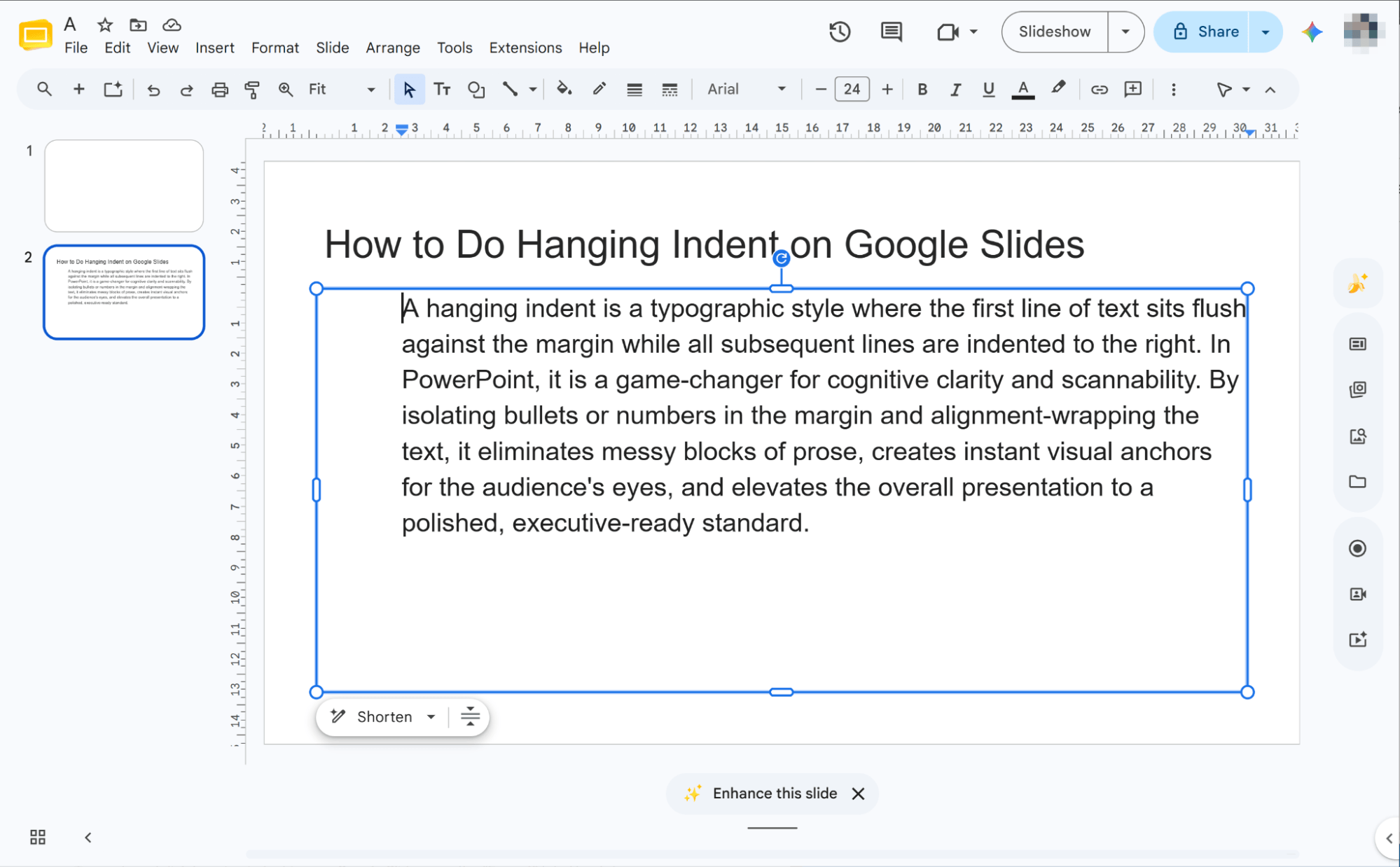 عكس المسافات البادئة باستخدام مفتاحي Shift + Tab